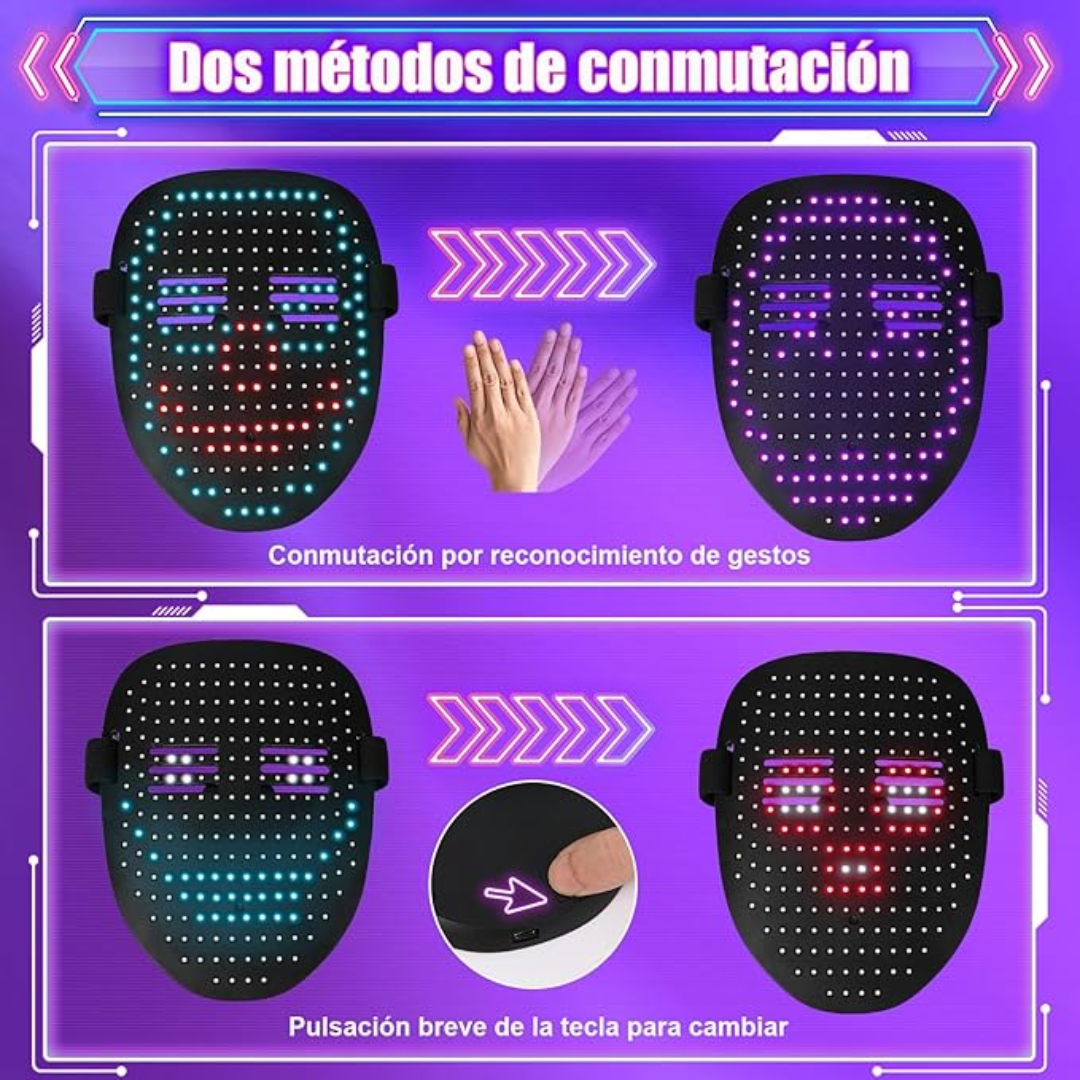 Máscara LED con Detección de Gestos